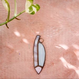 Pink Feather Glass Art Hanging